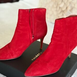 Halogen Bold Red Suede Ankle Booties